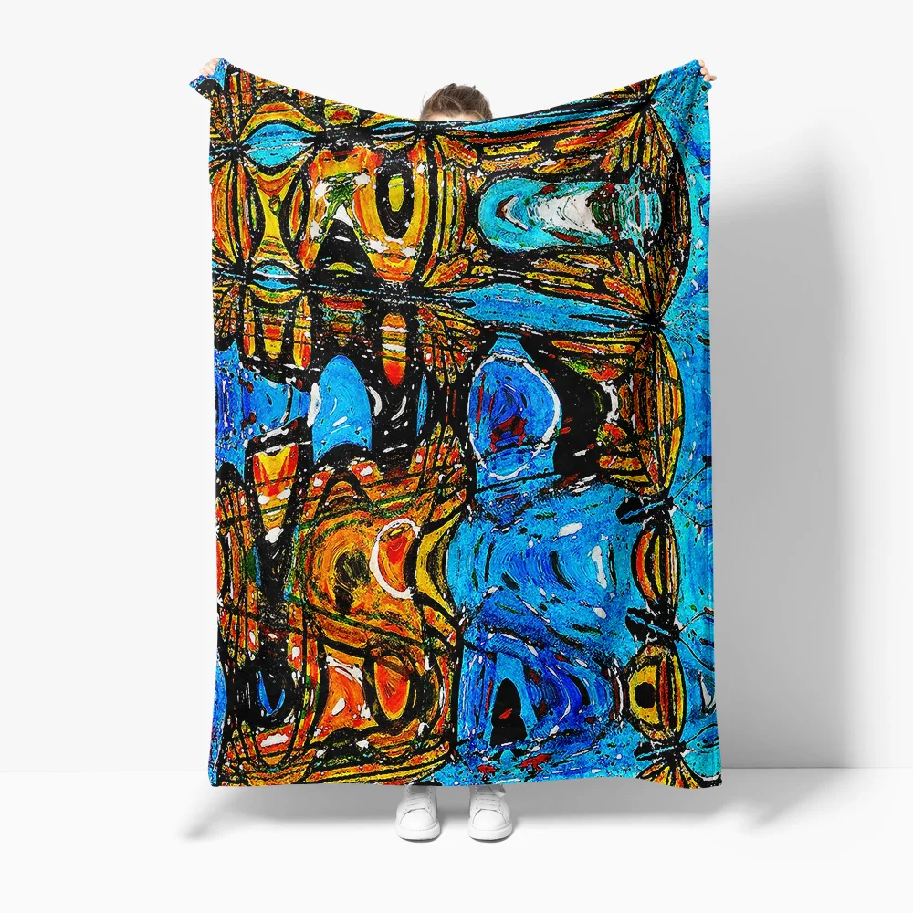 

Красочное одеяло с абстрактным искусством, современное одеяло с принтом на холсте, декоративное одеяло для дивана-кровати, постельные принадлежности для гостиной, теплое пушистое одеяло