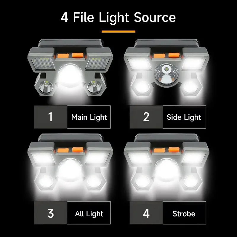 5 LED Flashlight Rechargeable with Built in 14500 Battery Strong Light Camping Adventure Fishing Head Light Headlamp