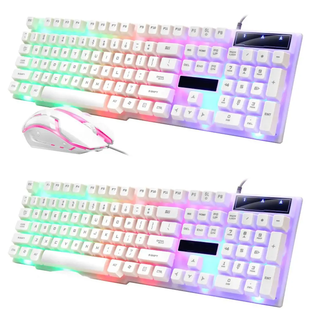 

Creative Backlit Keyboard Wired USB Gaming Keyboard Computer Game Keyboard Gaming Accessories Supplies for Daily Use (White)
