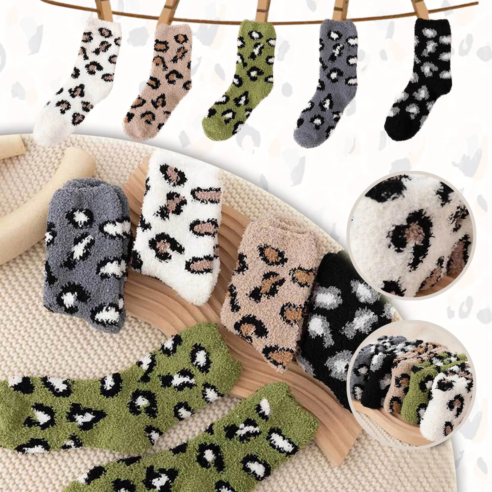 Women Autumn And Winter Thick Socks Casual Warm Leopard Print Sock Coral Fleecefloor Sokken Cold Weather Home Wear носки женские