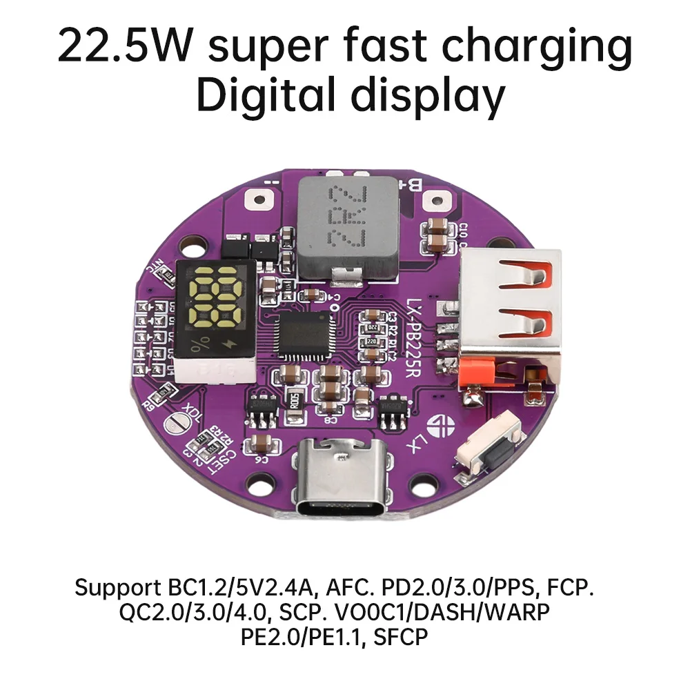 22.5W PD/QC Super Fast Charger Charging Power Bank Bi-directional Fast Charge Mobile Power Module Circuit Board