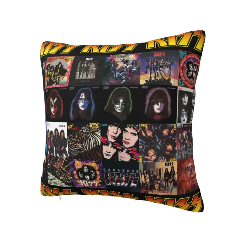 Custom Modern KISSs Rock & Roll All Nite Party Cushion Cover for Sofa Velvet Heavy Metal Band Throw Pillow Case Decoration