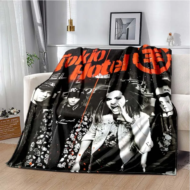 Tokio Hotel Rock Band Flannel Throw Blanket 3D Print Bill Tom Kaulitz Soft Fleece Blanket Sofa Bed Travel Camping Gift HomeDecor