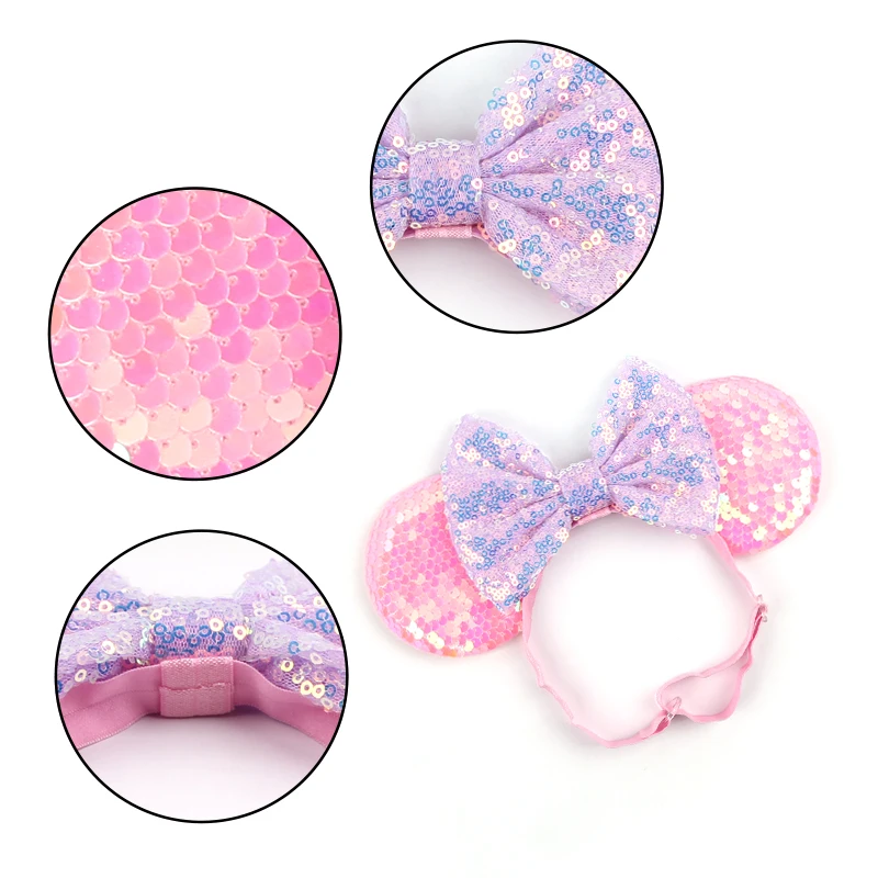 2024 Candy Color Mouse Ears Elastic Headband For Adults And Kids Adjustable Nylon Headwrap Holiday Party DIY Hair Accessories