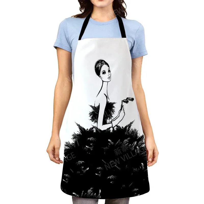 Aesthetic Women kitchen apron kids original Children Waterproof girl  princess waiter work apron oil proof nordic boho plant