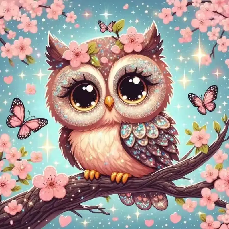 

GATYZTORY Diamond Painting Flowers Owl Cross Stitch Mosaic 5D DIY Diamond Embroidery Rhinestone Kit Wall Decor Gift