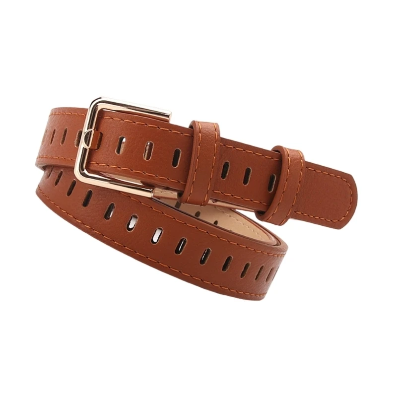 340D Women's Leather Belt Adjustable Length Waistband Metal Buckles Waist Belt for Daily Commute