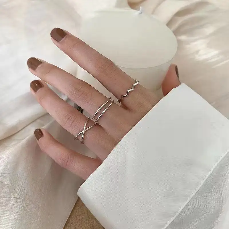 Conjunto de anillos Punk de Metal para mujer, joyería para adolescentes, accesorios, hebilla, anillo para dedo índice