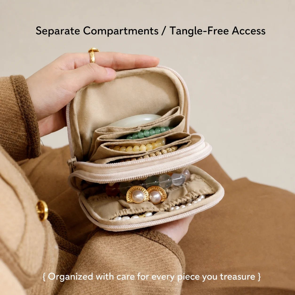 Double Layer Jewelry Case High-Quality Jewelry Storage Pouch Travel Jewelry Organizer Bag Spacious For Travel Business Trips