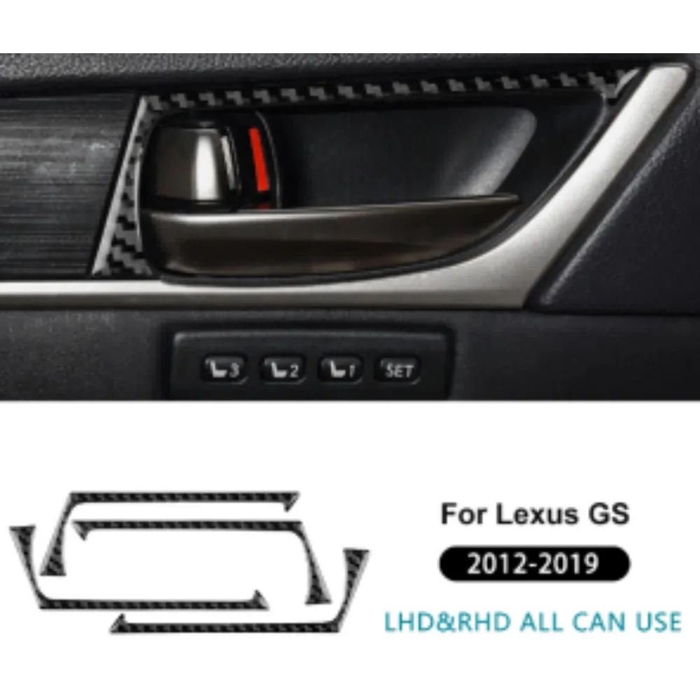 

Real Carbon Fiber Door Handle Trim For Lexus GS GS350 GS450h 2012-2019 Interior Door Pull Cover Frame Glossy Black Red 4PCS