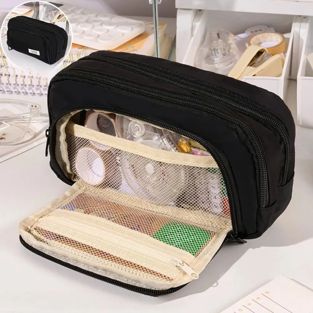 

Multi-purpose Pencil Bag Large-capacity Multi-layer Pen Case Aesthetic Simple Desk Organizer Storage Pouch Student