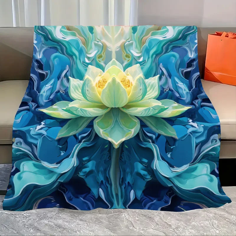 

Flannel Blanket-Soft Lightweight All-season Soft Lotus Flower Print Baby Blanket for Cozy Sleep