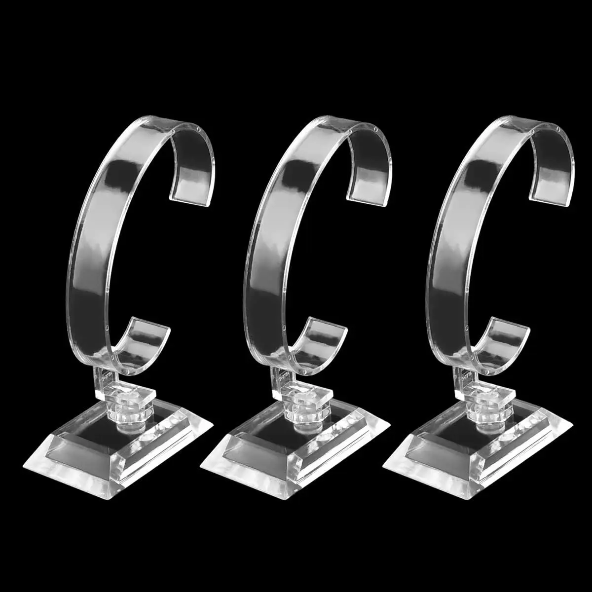 الجملة 10 قطعة حامل عرض ساعة أكريليك شفاف ، لساعة/سوار رجالي ، منظم ثابت للمنزل/المتجر مع رف C-Ring