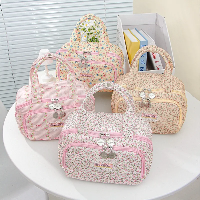 

Женская косметичка с цветочным принтом, Новое поступление, дорожная косметичка для туалетных принадлежностей, большой вместительный портативный чехол-органайзер для ручной переноски