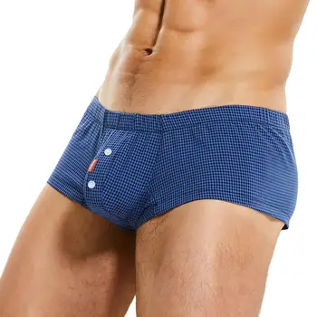 SEOBEAN-Boxer respirant à carreaux pour hommes, sous-vêtements, culotte flèche, bas de sommeil