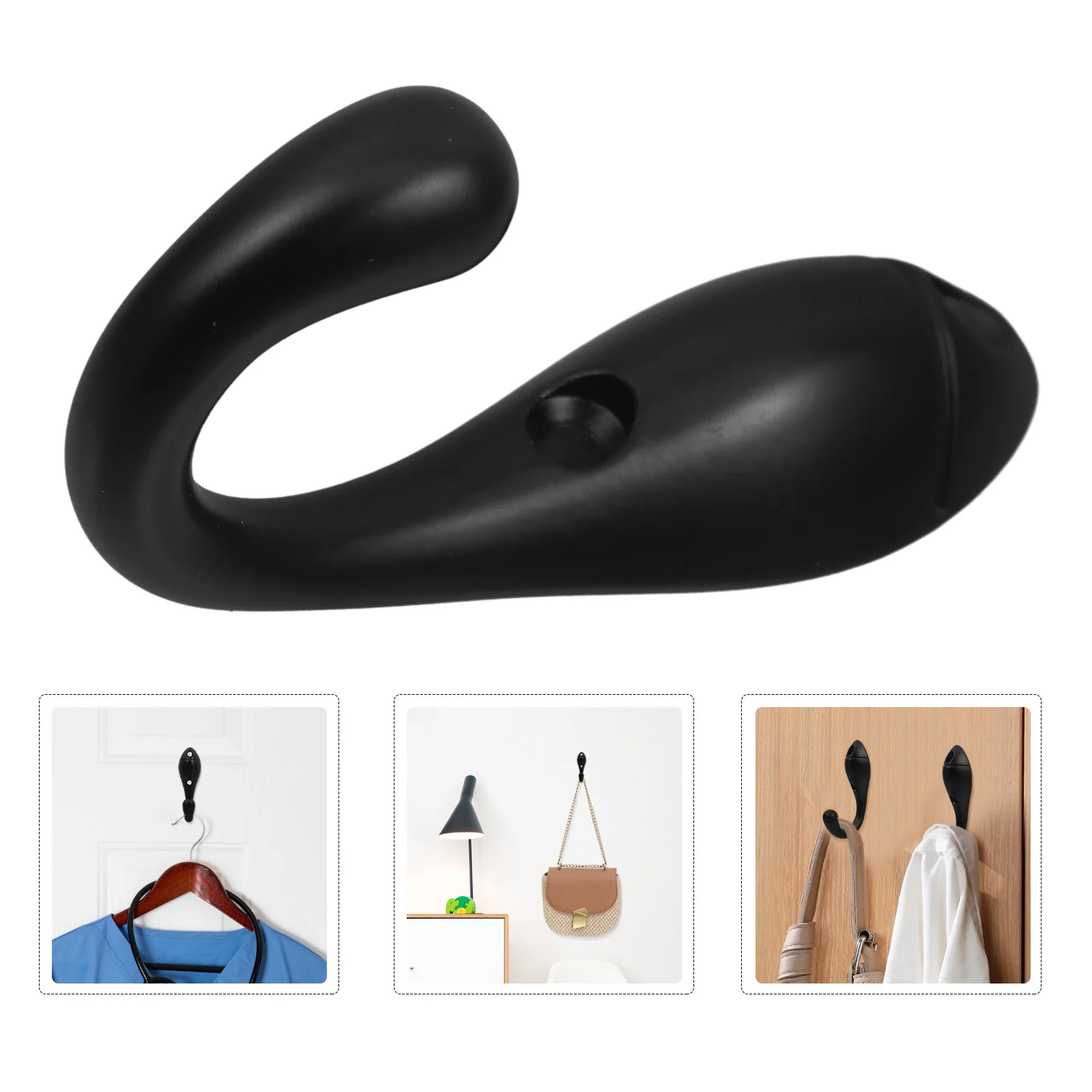 

Minimalist Wall Mounted Hook Black Metal Coat Hat Towel Key Holder For Bathroom Kitchen Entryway Heavy Duty Storage