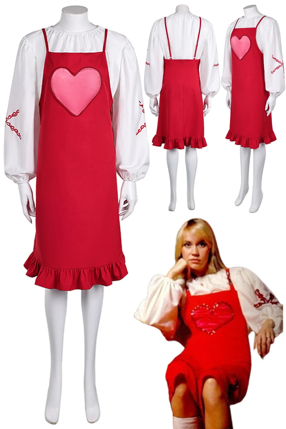 Fantasia Agnetha Faltskong Cosplay Slip Dress 70s Retro Band ABBA Disfraz Costume Women Fantasy Halloween Carnival Party Clothes