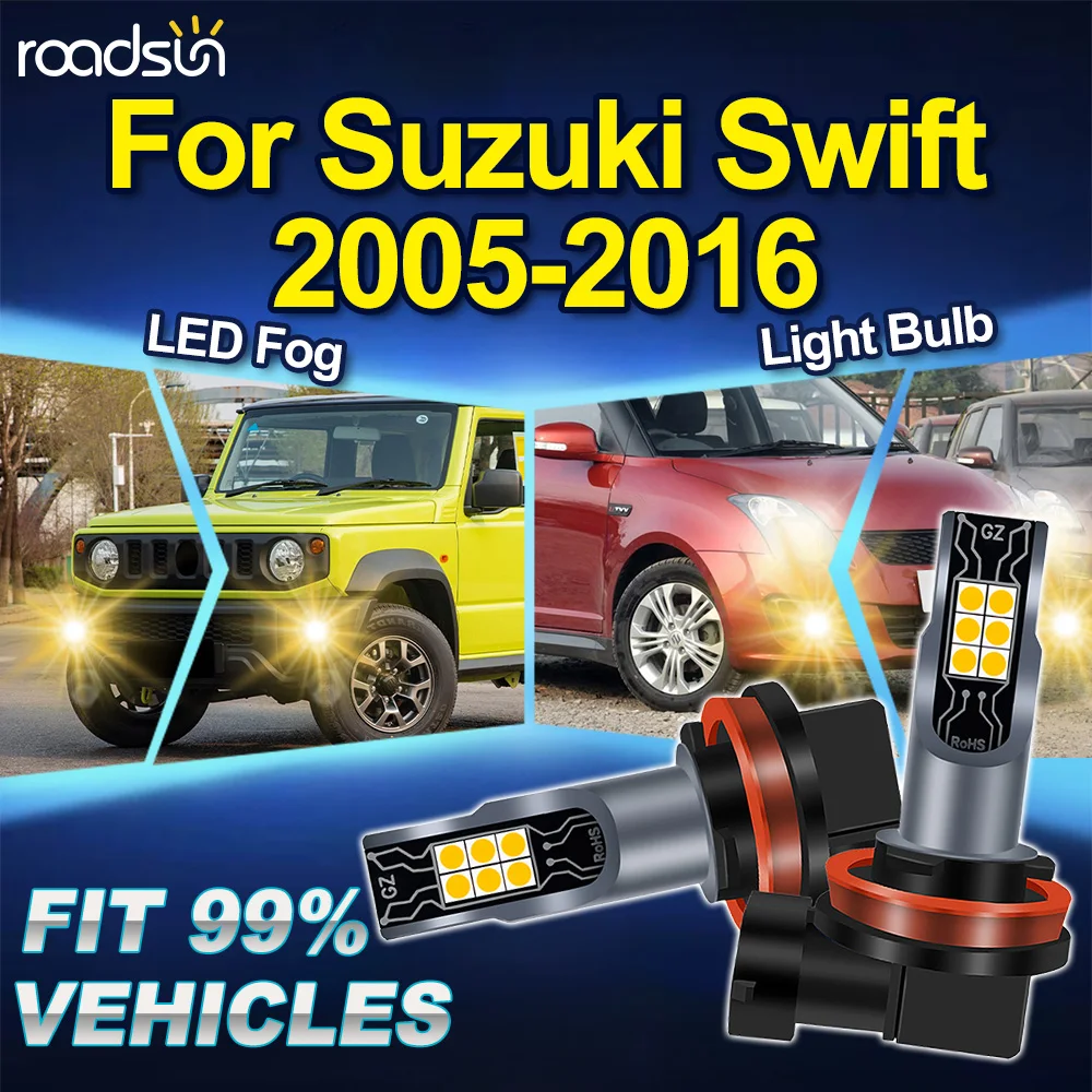 

ROADSUN H8 H9 H11 для Suzuki Swift 2005-2016, 2 шт., 3000K, Canbus, светодиодные противотуманные фары для модернизации автомобиля
