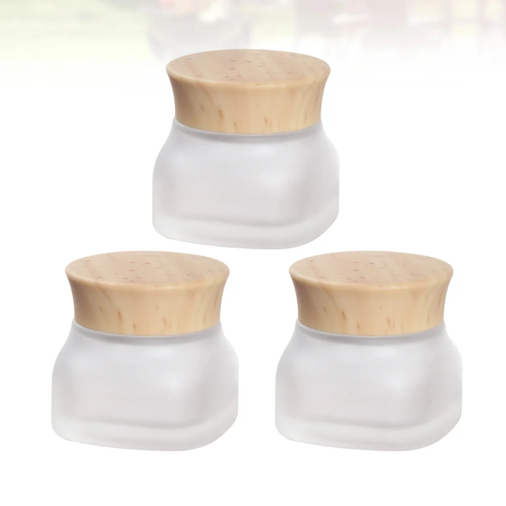 

3Pcs Glass Cosmetics Jar Square Frosted Durable Leakproof Cream Sample Storage Bottles Travel Empty Glass Dispenser