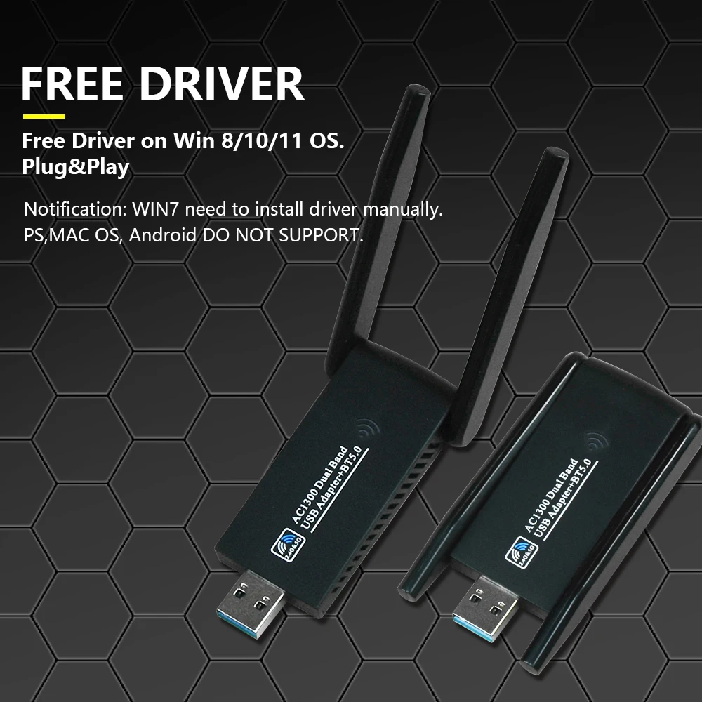 OPTFOCUS 1300mbps USB3.0 Network Card Bluetooth 5.0 Wifi Adapter 2 in 1 2.4G/5GHz Dual Band Dongle Usb Audio Receiver For PC