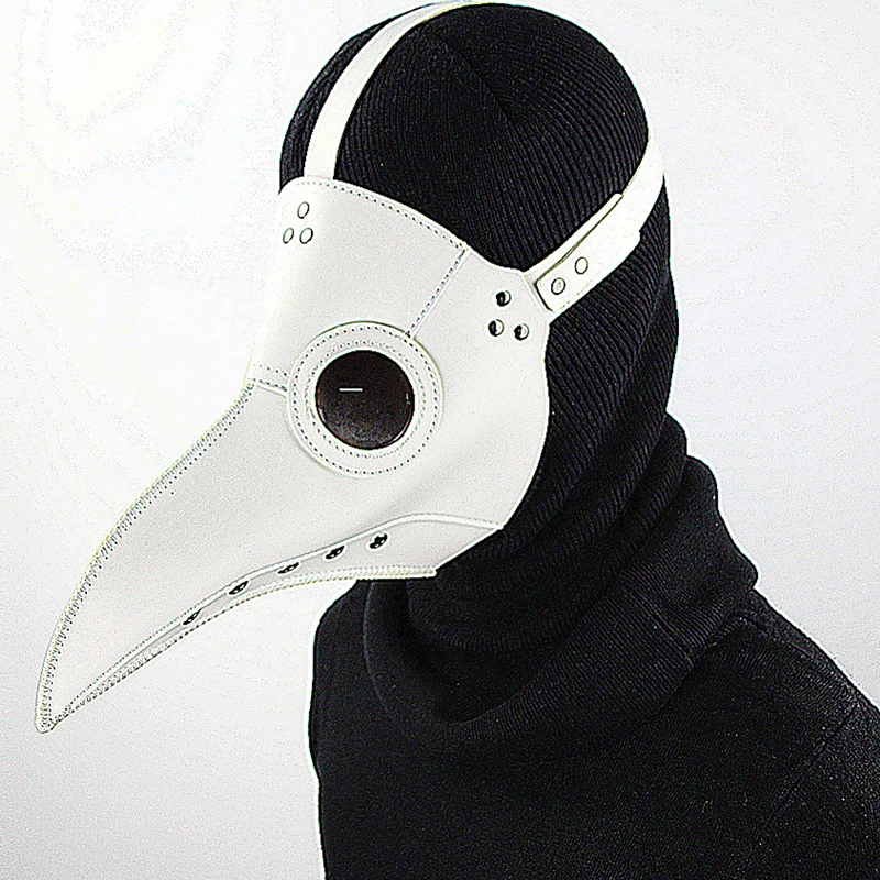 

Funny Medieval Steampunk Plague Doctor Bird Mask Latex Punk Cosplay Masks Beak Adult Halloween Event Cosplay Props White Black