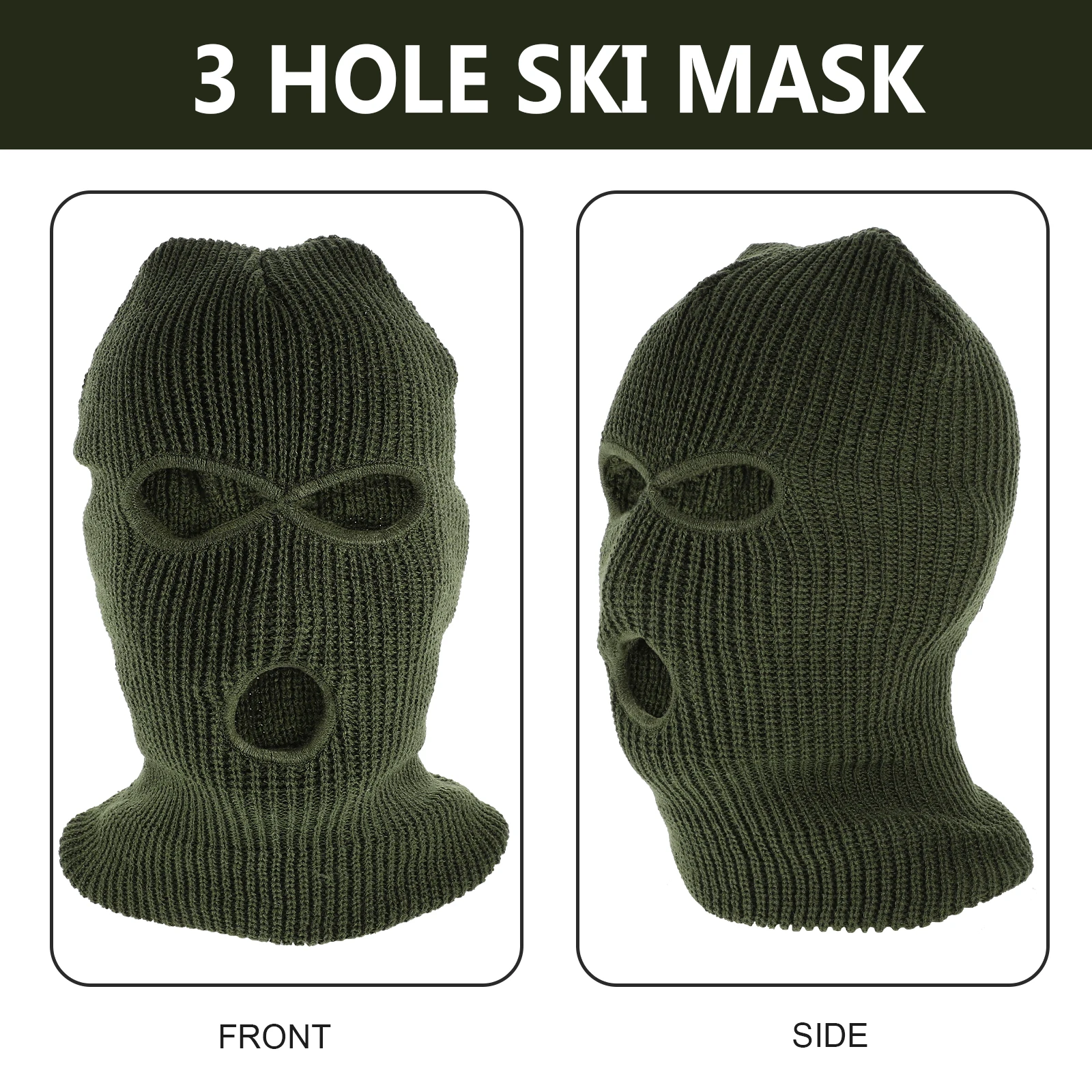 قناع تزلج محبوك 3 فتحات غطاء وجه دافئ كامل للرياضات الشتوية والتزلج وركوب الدراجات والطقس البارد وقناع للتزلج #1