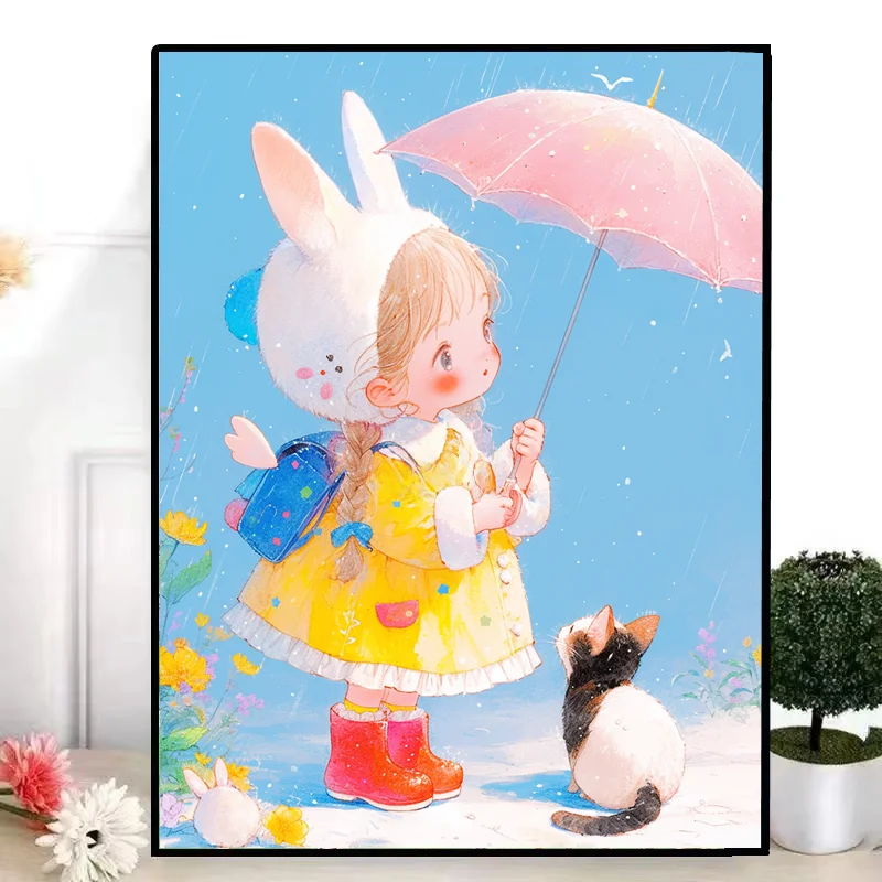 

Cute Girl Small Princess Cross Stitch Kit 2024 New Modern Simple Style Living Room Children's Room Cartoon Warm Colors