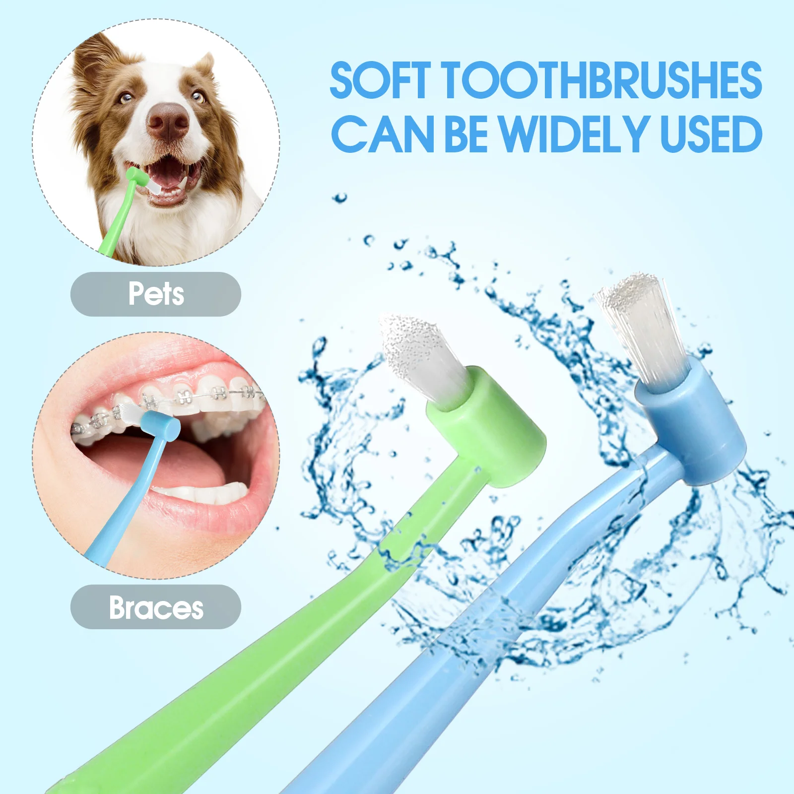 8 Pcs Double Headed Toothbrush for Braces Detail Teeth Cleaning Aesthetic So Soft Teens Interspace