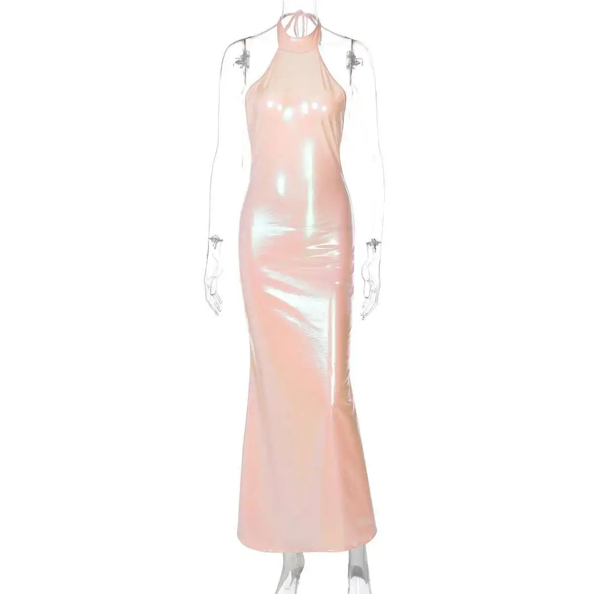 

Spring New 2025 Women's Fashion Bright Color Strap Hanging Neck Sexy Slimming Bareback Bow Dress Summer Dress Robe Vestido Women