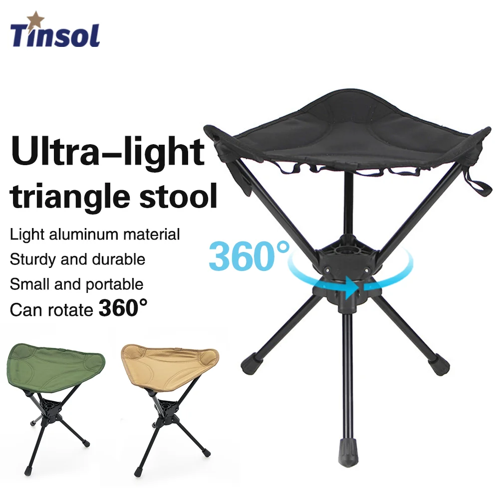 

TINSOL Outdoor Portable Folding Rotating Stool Aluminum Alloy Minin Chair Camping Fishing Chair Picnic Lightweight