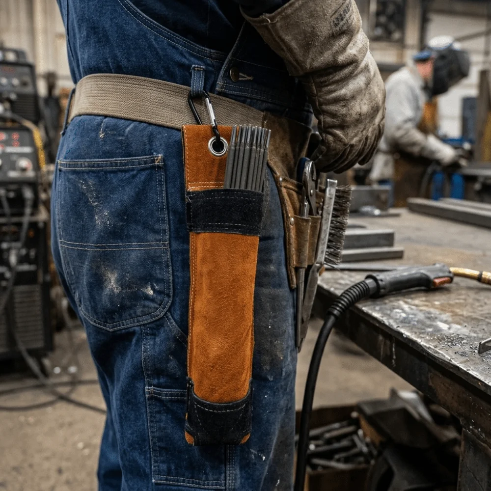 Cowhide Full Leather Welding Rod Bag Wear-resisting High Temperature Resistance Electric Arc Welding Rod Bag Industrial