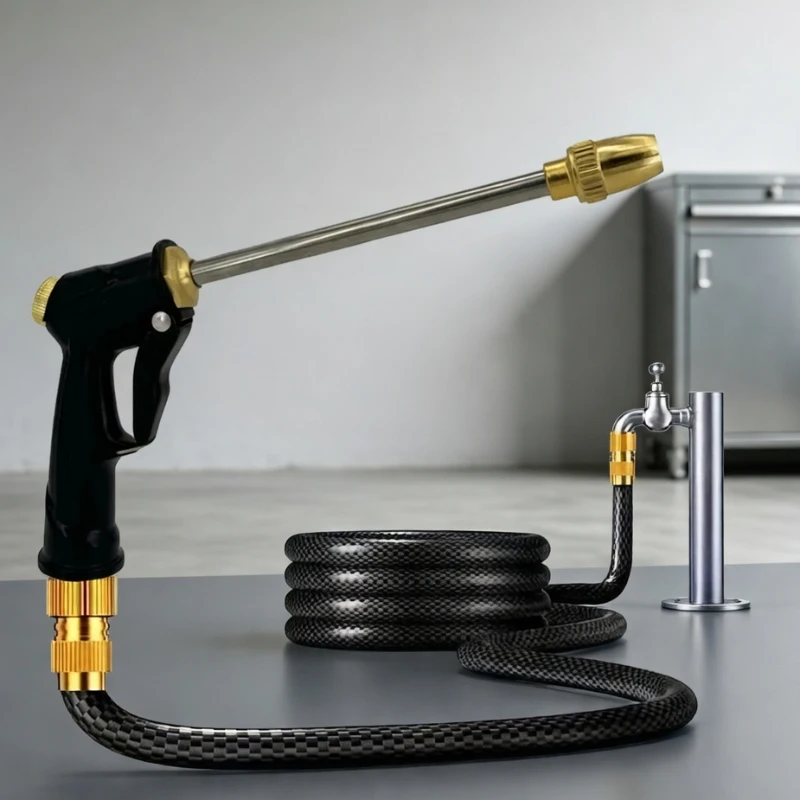 Hochdruck-Gartenwasserpistole mit Metall-Düse, Verstellbar für Autowäsche, Sprinkler und Schlauchreinigung