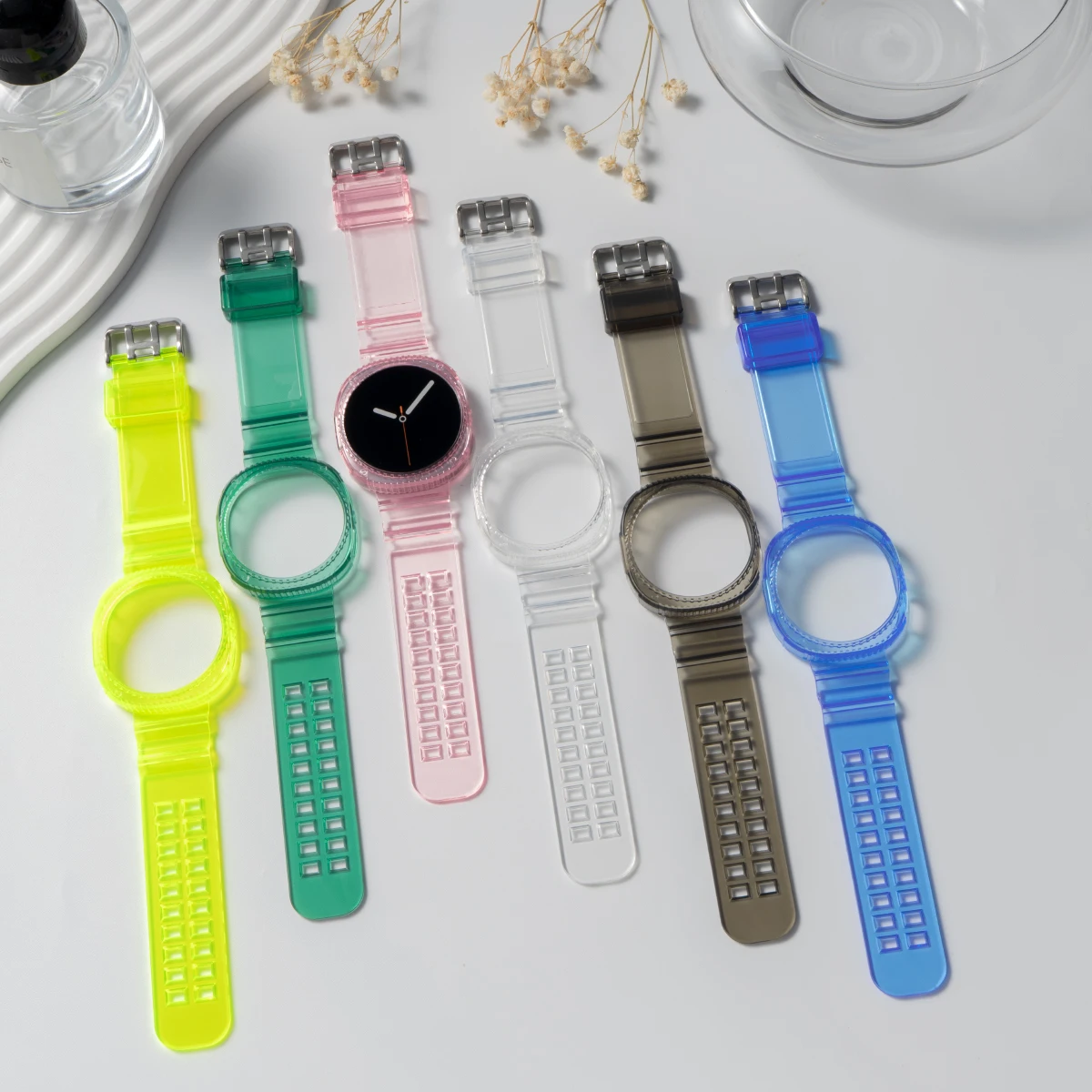 Transparentes Band + Hülle für Samsung Galaxy Watch 8 40 mm Jelly Color Clear Armband Bumper für Galaxy Watch 8 44 mm Armband