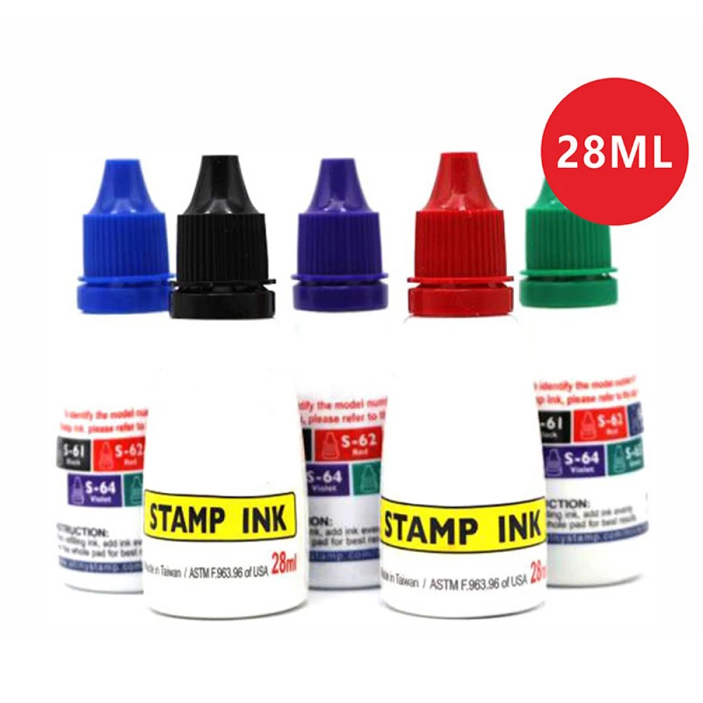 1PCS Self-Inking Refill Ink Refillable Ink For Stamps Water-based Ink- 25cc Black, Blue, Red, Green, Purple Generous Volume