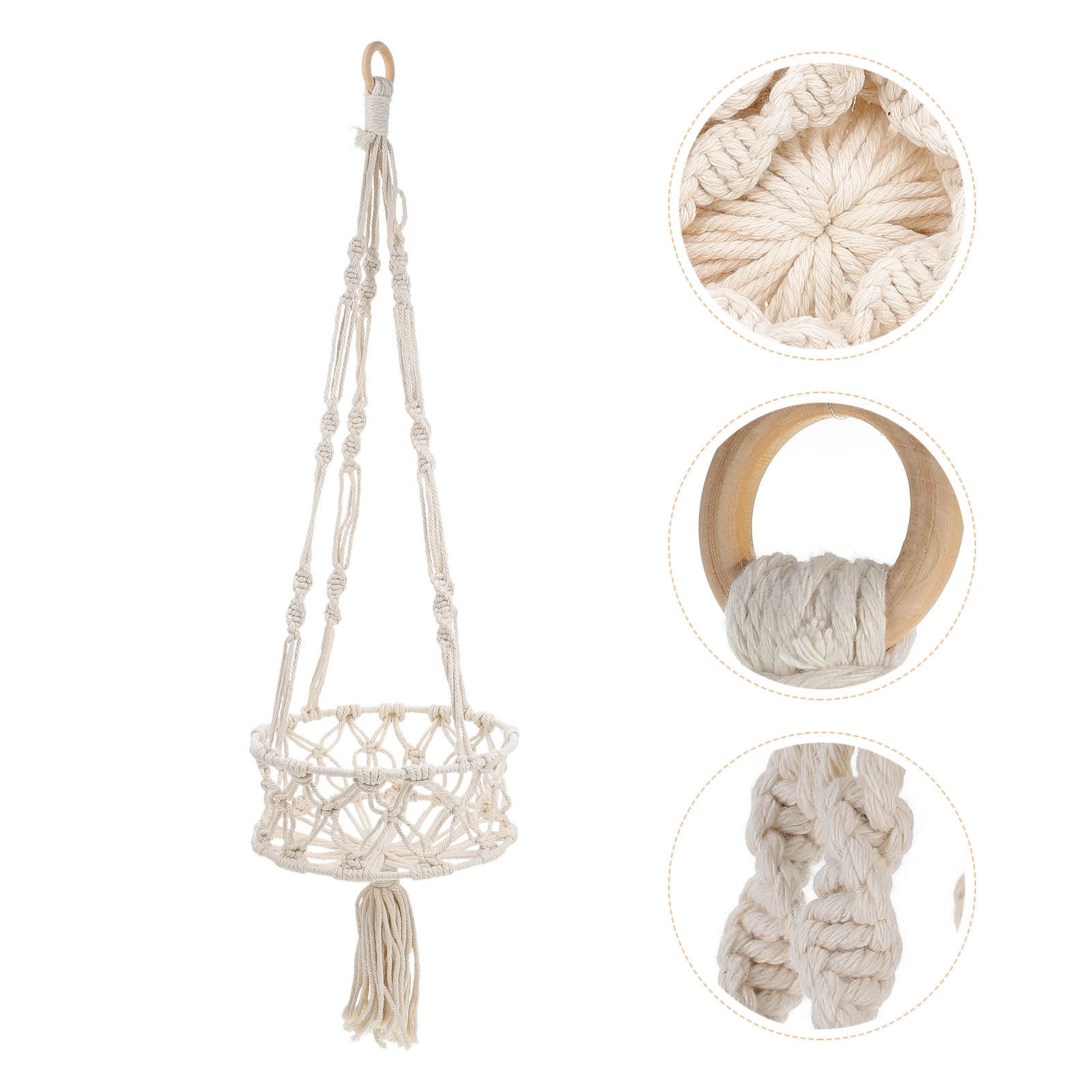 

Woven Hanging Flowerpot H made Plant Basket Decorative Succulent Planter Balcony Hammock Fruit Basket