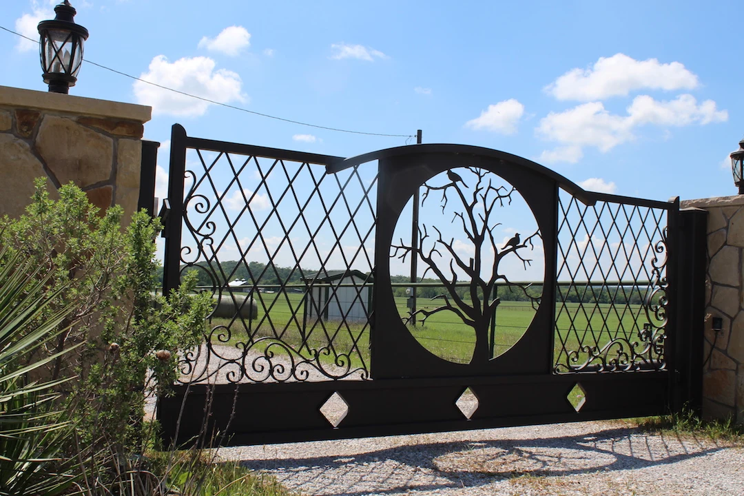 Iron Gate Design com folha galvanizada, portão de ferro forjado, fábrica Atacado