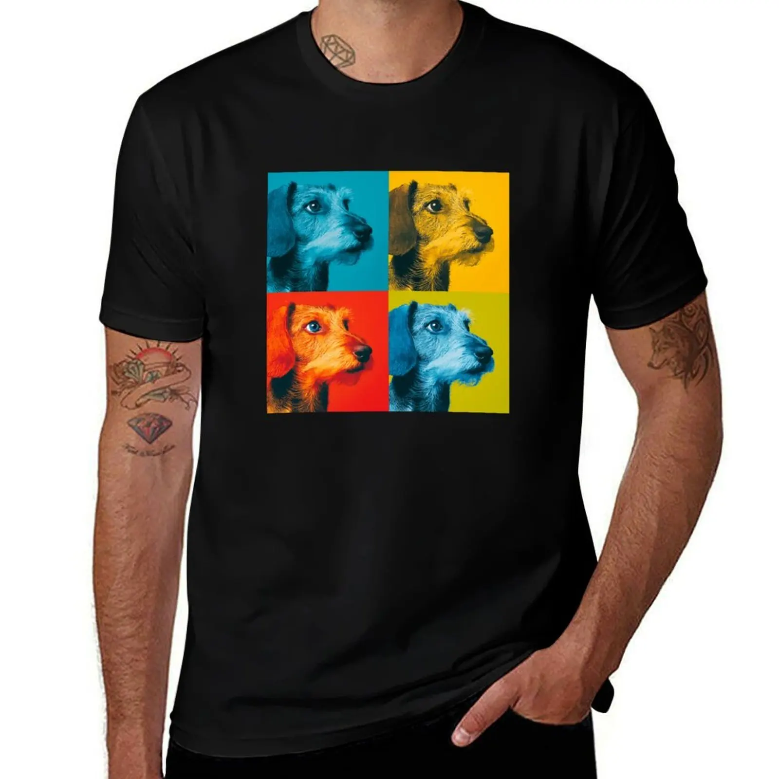 

Basset Fauve De Bretagne Dog Andy Warhol Style Pop Art T-Shirt graphics Luxury man Aesthetic clothing plain white t shirts men