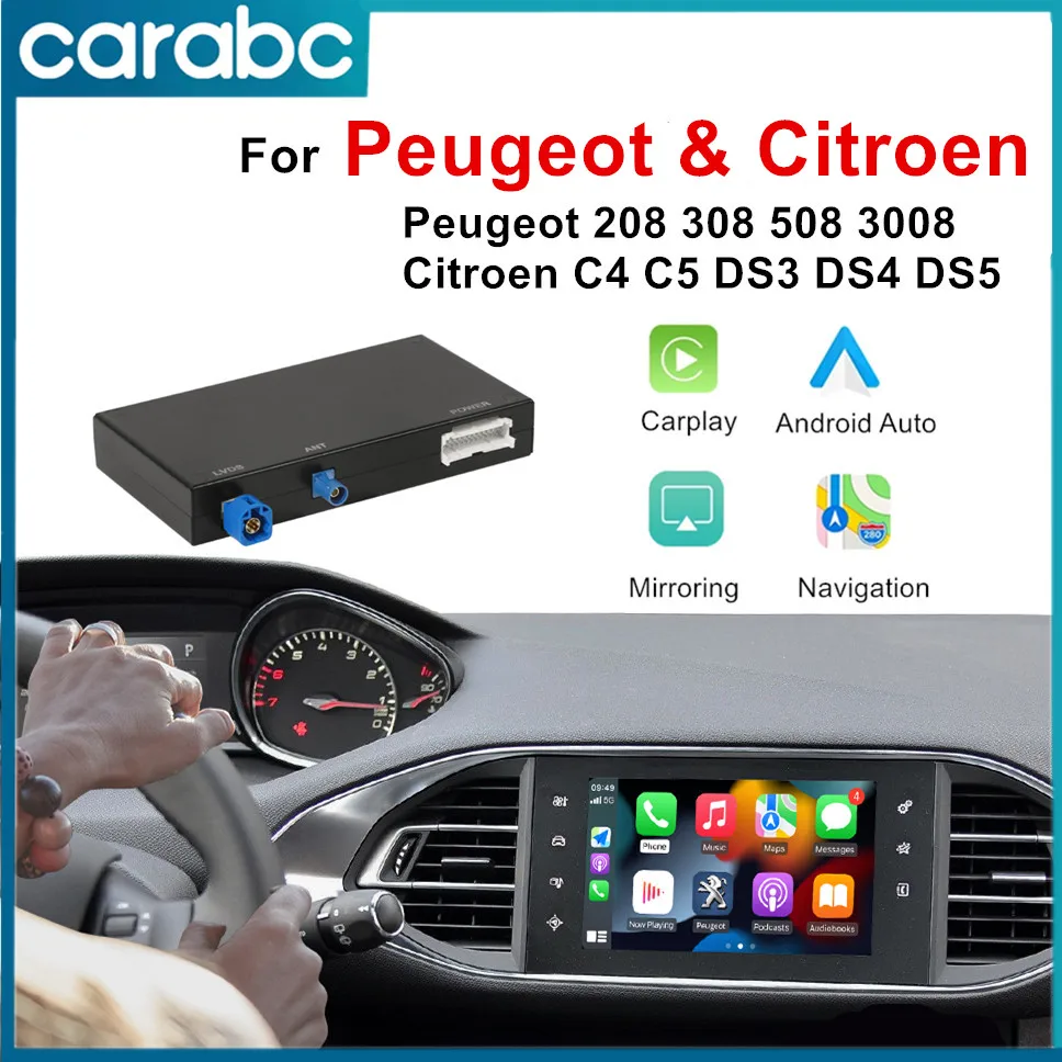 CARABC For Peugeot and Citroen SMEG 208 308 508 3008 C4 DS3 DS5 Wireless Carplay Android Auto Supports Reverse Camera Mirroring