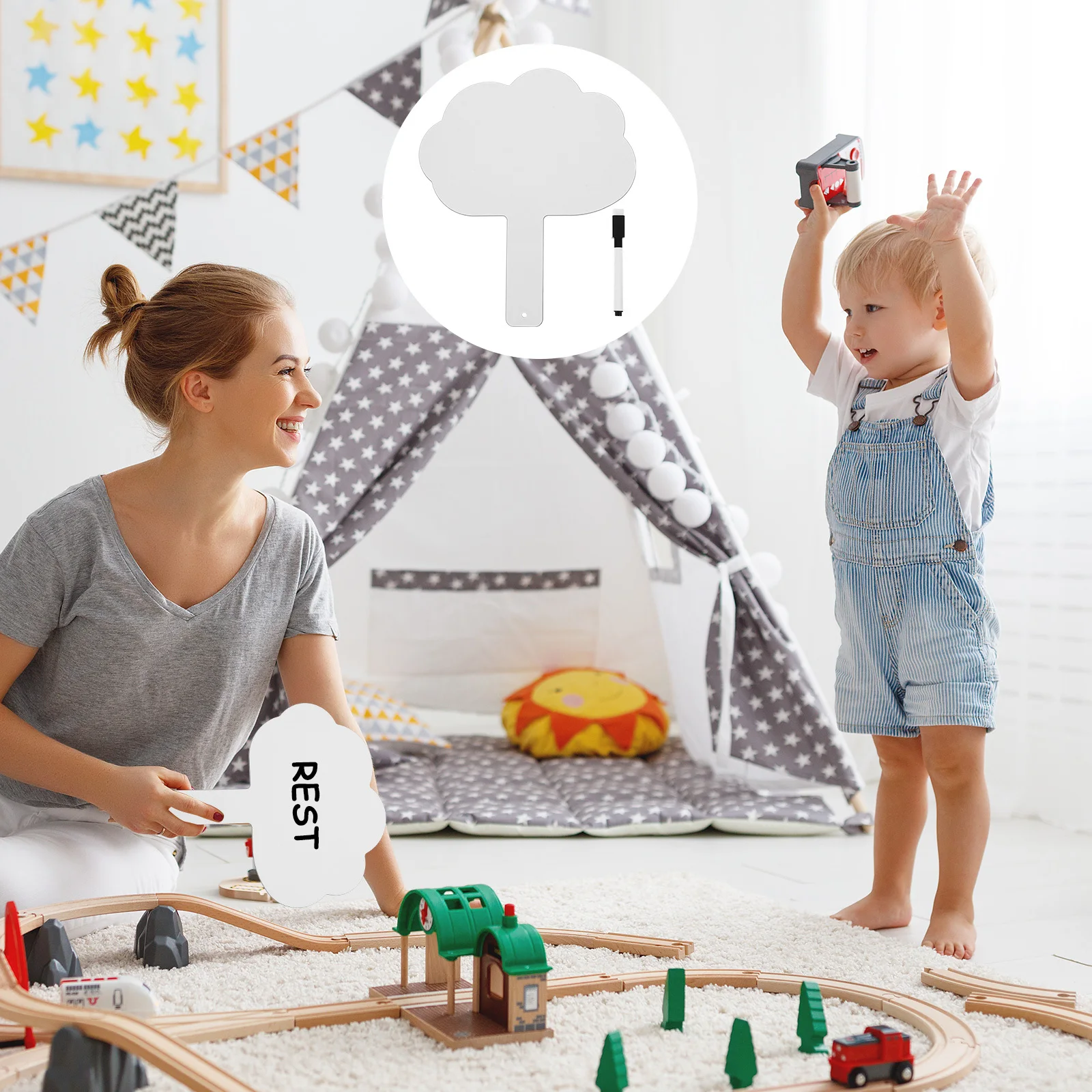 سبورة بيضاء مزدوجة الجوانب، مجداف مسح جاف، لوحة إجابة محمولة لألعاب مزادات الفصول الدراسية، لوحة نتائج الطالب القابلة لإعادة الاستخدام #5