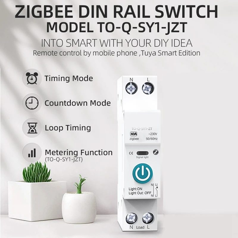 Interruptor de circuito inteligente TUYA Zigbee, interruptor de Control remoto inalámbrico, riel DIN 1P, asistente de Google