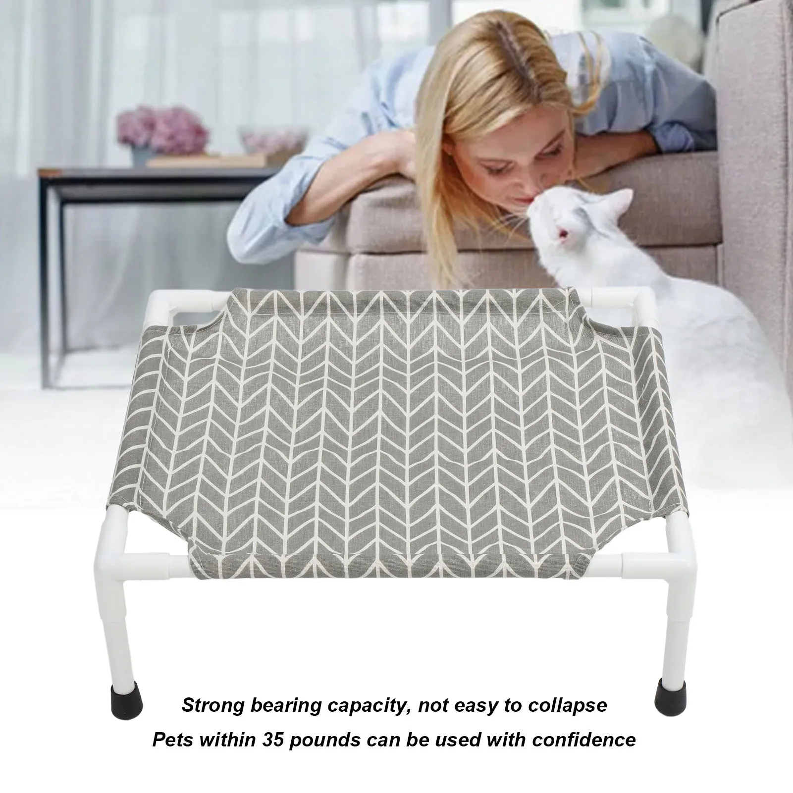 

Elevated Dog Bed Sturdy Cooling Raised Dog Bed Detachable Washable Portable Pet Cot For All Seasons Rhombus Pattern