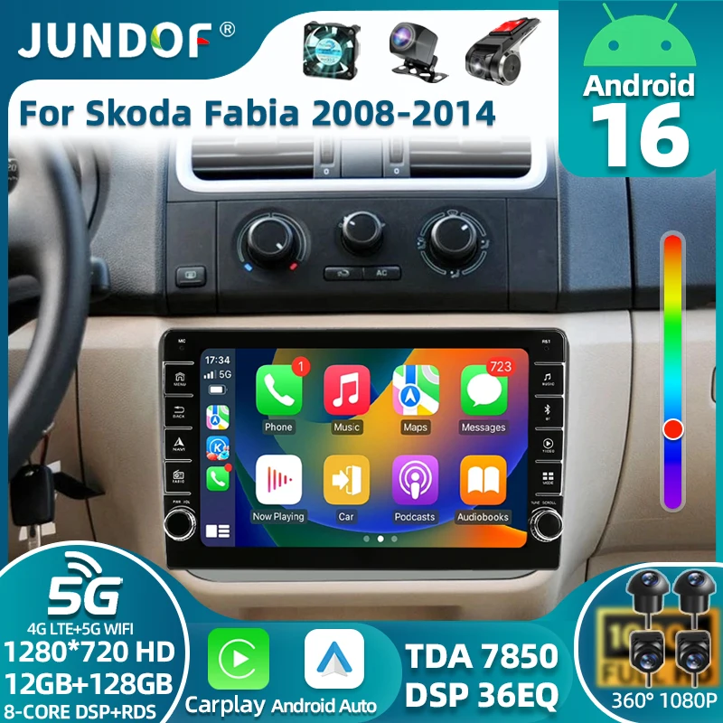 Car Video Player Android 16 for Skoda Fabia 2 2007-2014 GPS Navigation Car Stereo Autoradio Multimedia 2 Din GPS Carplay