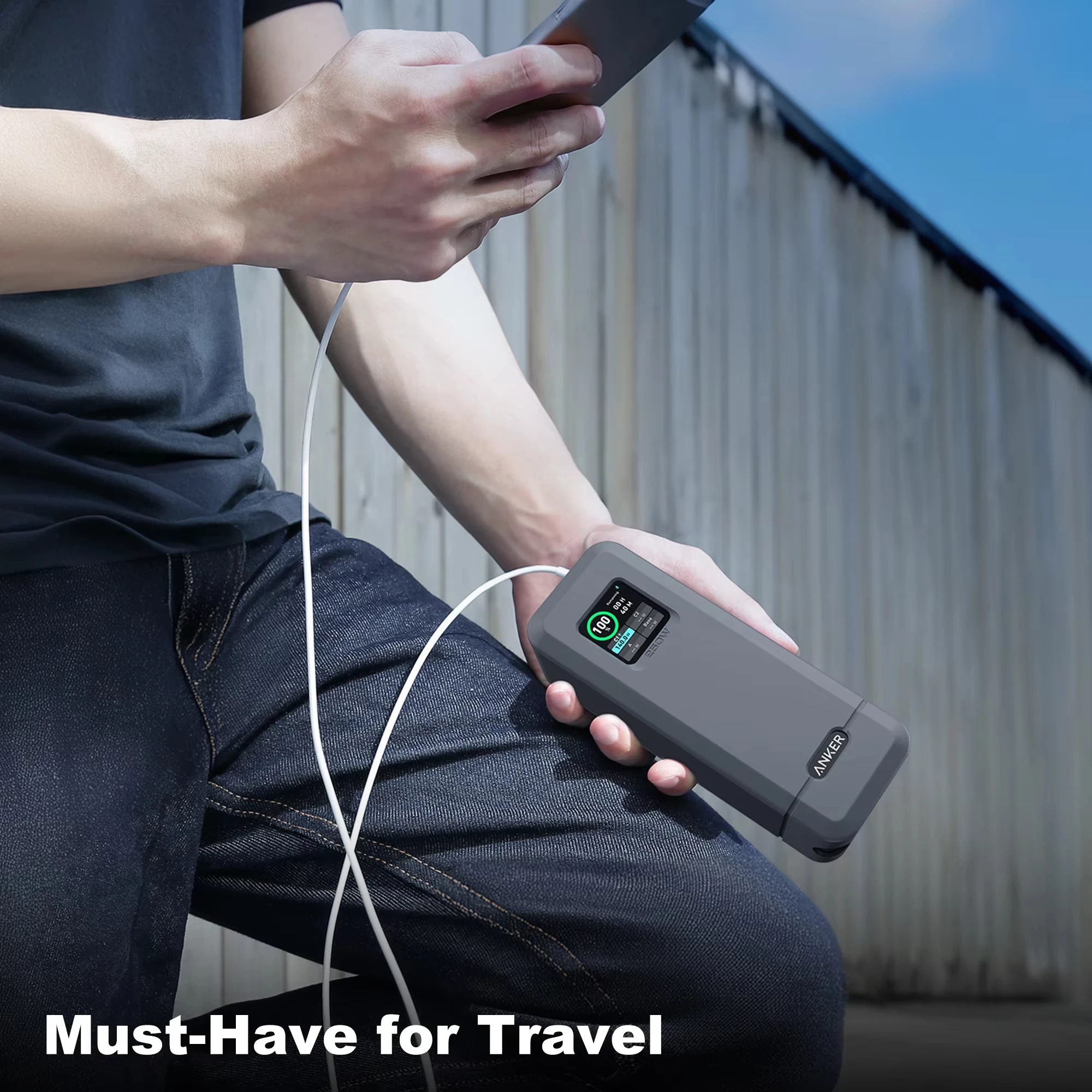 For Anker Prime 27,650mAh 250W Power Bank Silicone Case Portable Carrying Travel Case Storage Holder with TF/SIM card storage