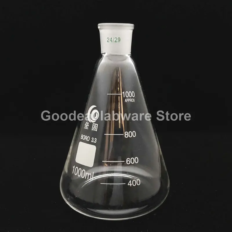 1pcs 25ml to 2000m Lab Conical Flask High Borosilicate Glass Triangular Flask with Standard Frosted Mouth 19# 24# 29#