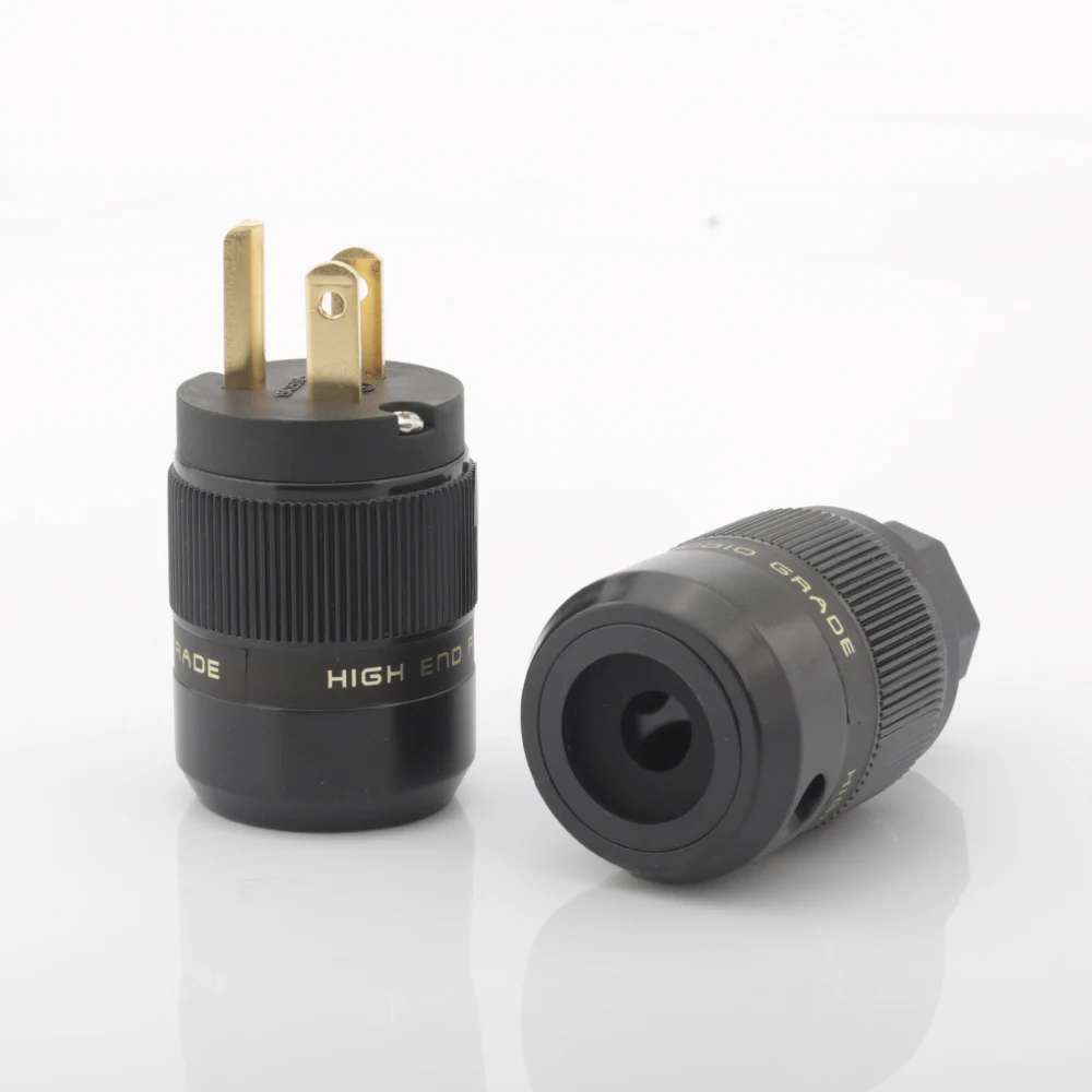 1 par de conectores de alimentación de EE. UU. Chapados en oro, enchufe de alimentación de CA y EE. UU., cable de alimentación de bricolaje