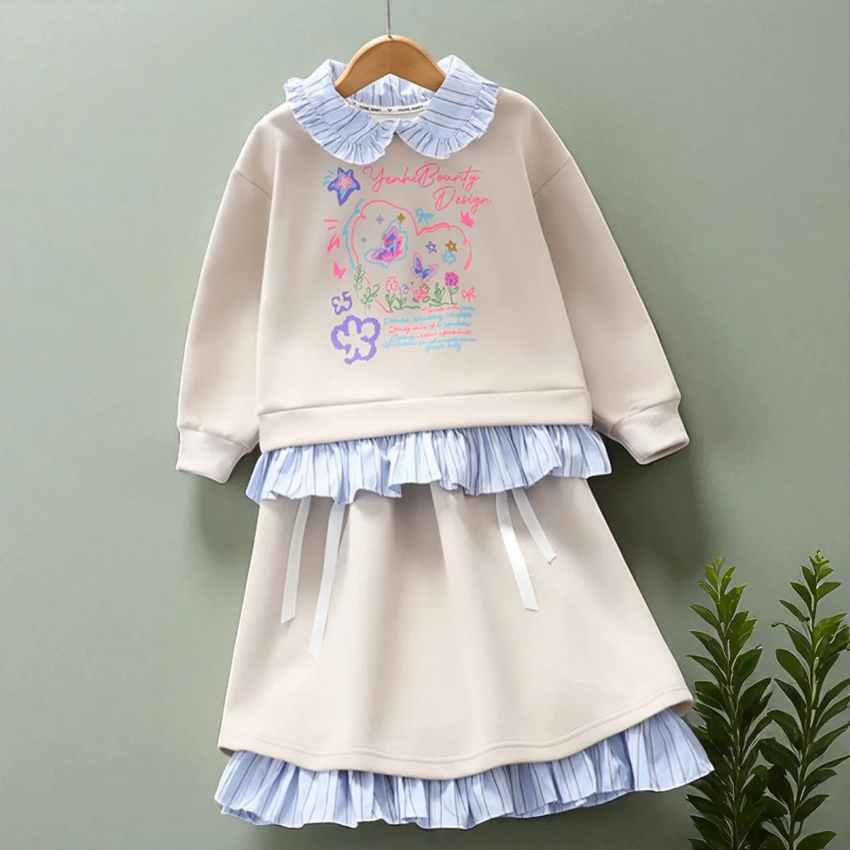 Back to School Uniform Kids Outfits for Girls Clothing Set Baby Tracksuit Sweatshirt & Skirt Kids Suit Costumes 6 8 10 12 Years