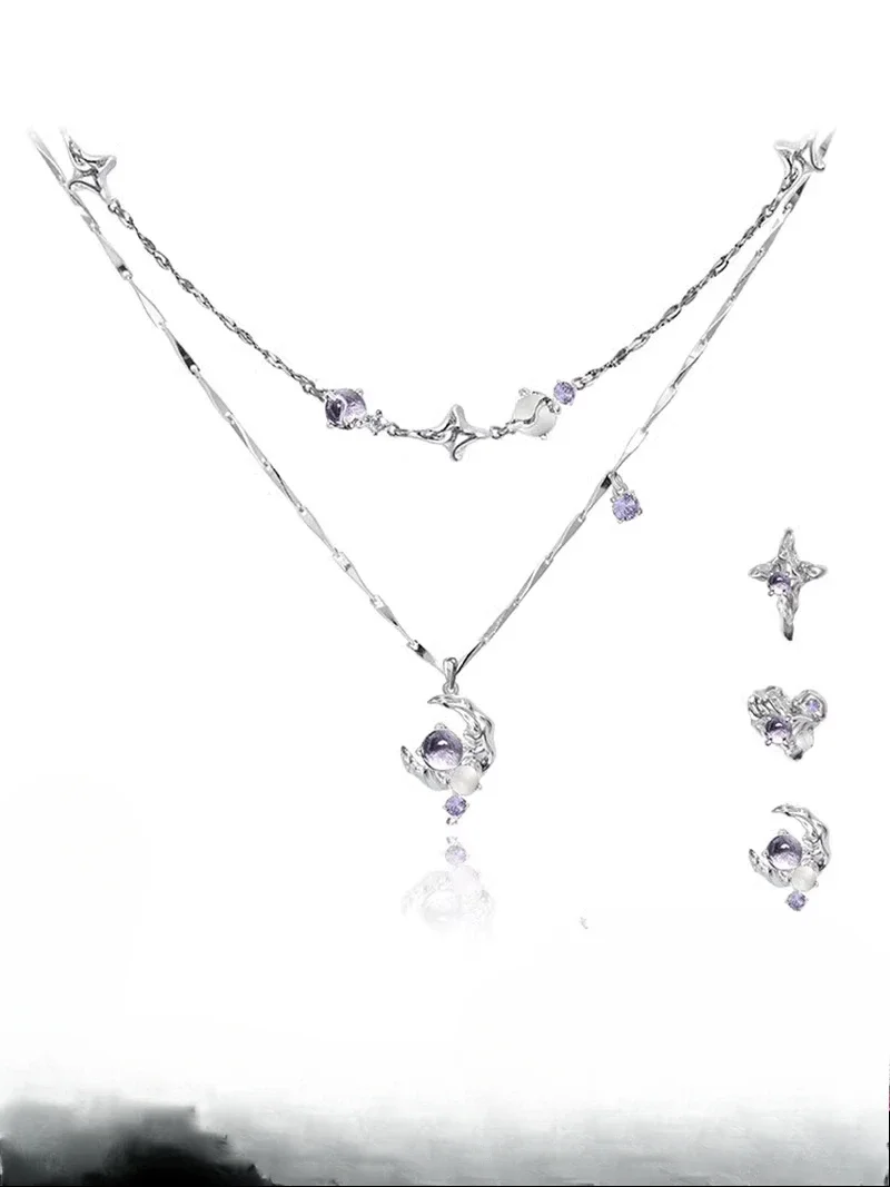 

Роскошное двойное ожерелье Lava Starry Sky Purple Light Starmoon