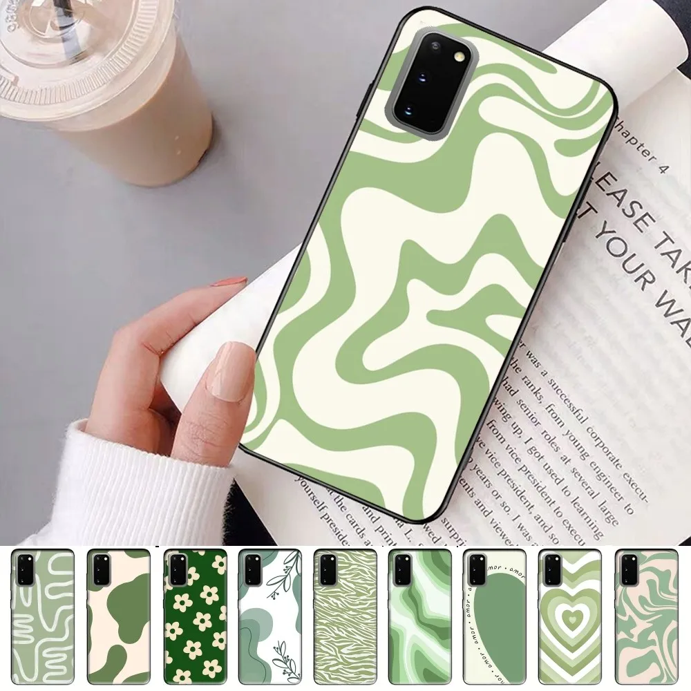 Fashion Green Swirl Aesthetic  Phone Case For Samsung S 9 10 20 21 22 23 30 23 24 plus lite Ultra FE S10lite Fundas