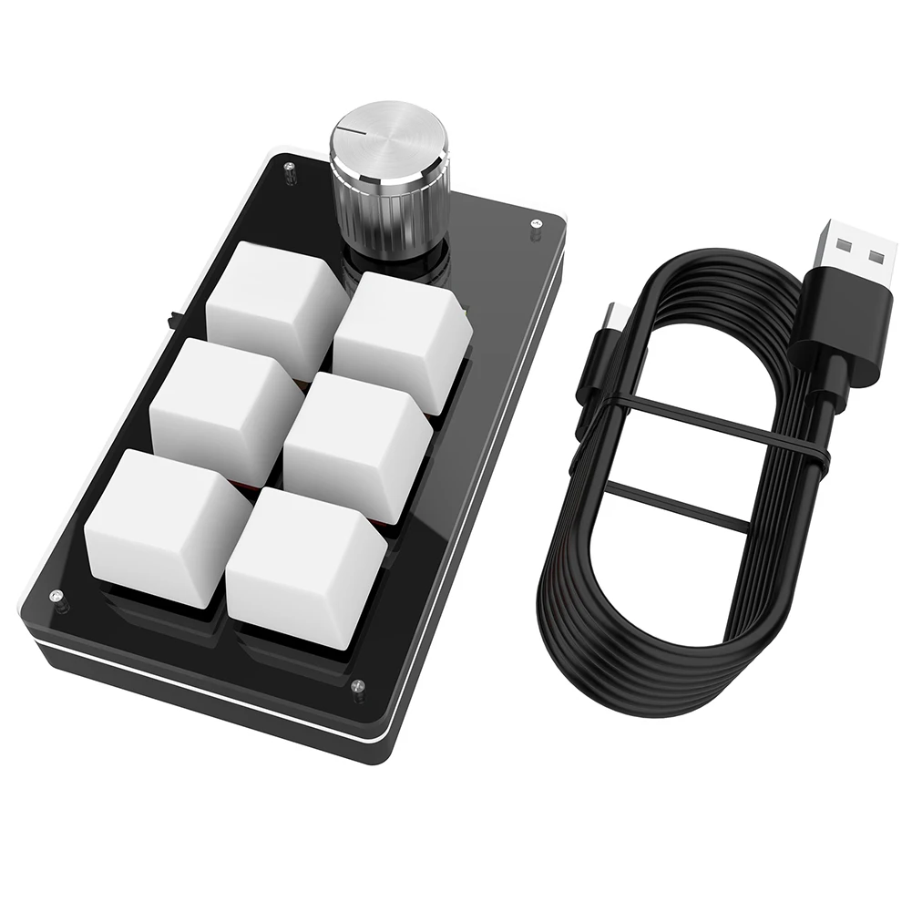 6 Key 1 Knob One Handed Mechanical Gaming Keyboard Hotswap RGB Photoshop Gaming Keypad Mechanical Macropad for Macbook PC Laptop
