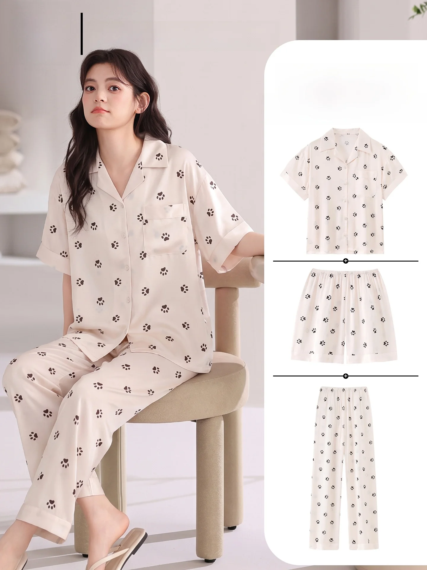 ice-silk-sleepwear-women's-summer-new-short-sleeve-three-piece-set-high-coolness-home-clothes-set-can-be-worn-outside